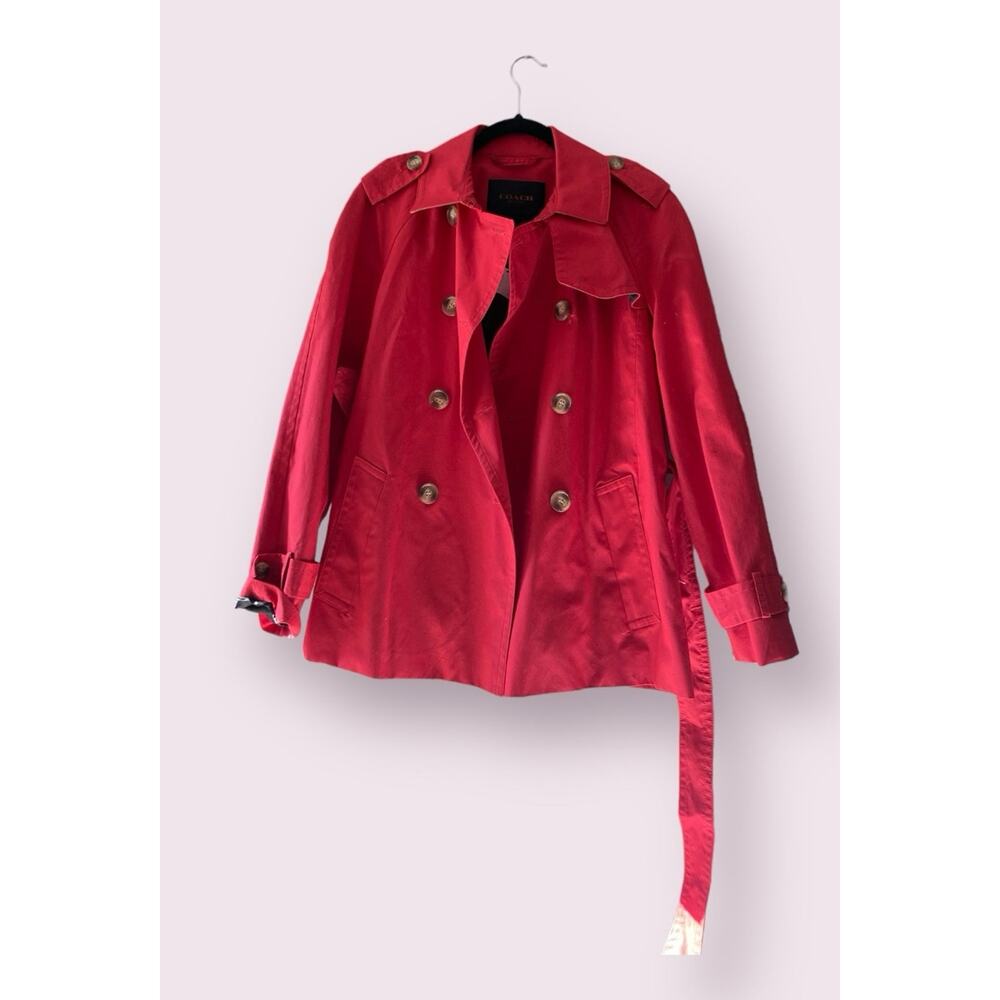 Coach Icon Persimmon Short Trench Jacket Size- Medium Color: Persimmon Red